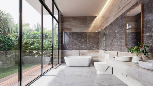 Baño con cancel negro de lujo